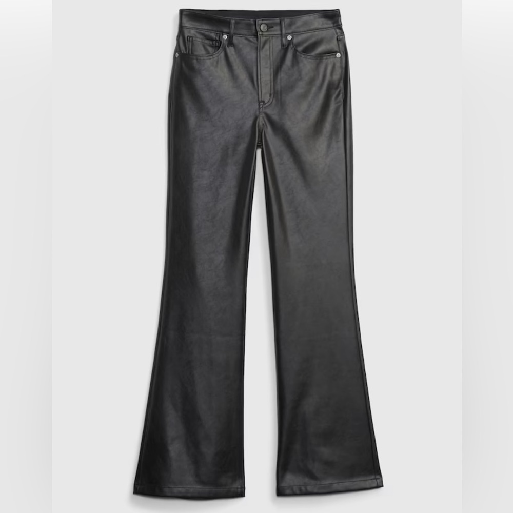 Vegan leather 70’s flare high rise pants